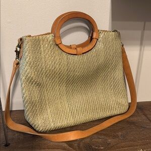 Vintage Fossil and Cream Woven Handbag